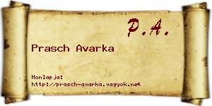 Prasch Avarka névjegykártya